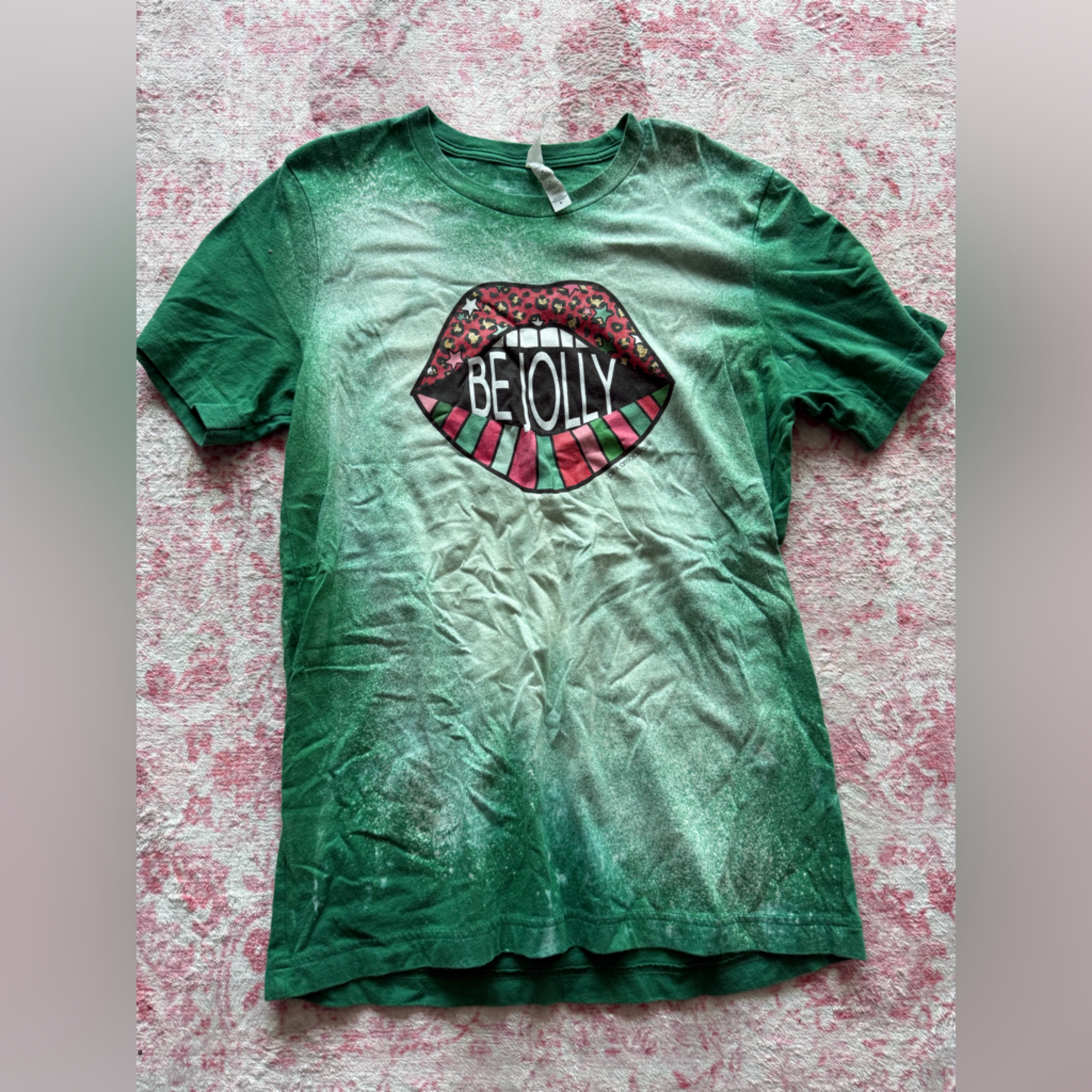 Adidas Green Graphic 'Be Jolly' Short Sleeve Tee